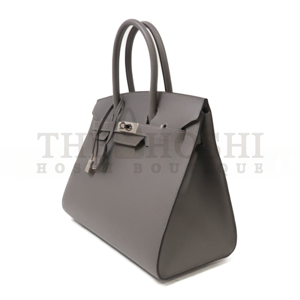 H**me5 BIRKIN 30 EPSOM LEATHER PEWTER GREY SILVER BUCKLE HANDBAG 2160900355773 (30*23*15cm) Master Quality